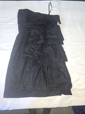 BCBGeneration Black One-Shoulder Ruffled Mini Dress